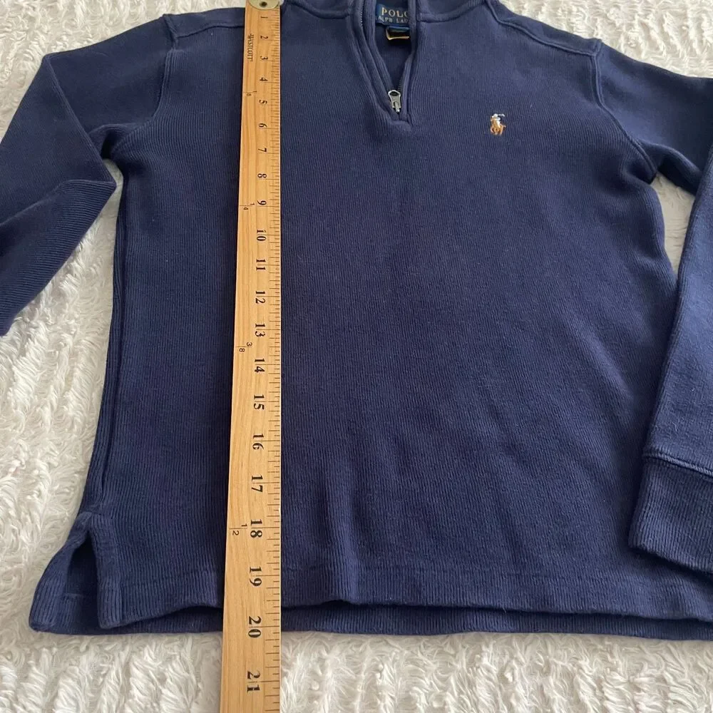 Polo Ralph Lauren Navy Blue 1/4 Zip Pullover Kids Size M 10/12 Boy Sweater Shirt